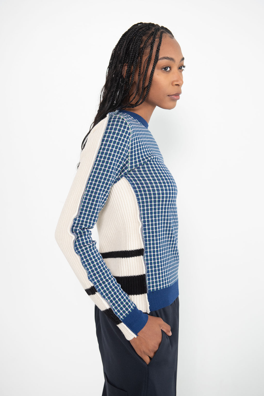 MARNI ROUND NECK SWEATER MIXED RIB, MULTI – Kick Pleat