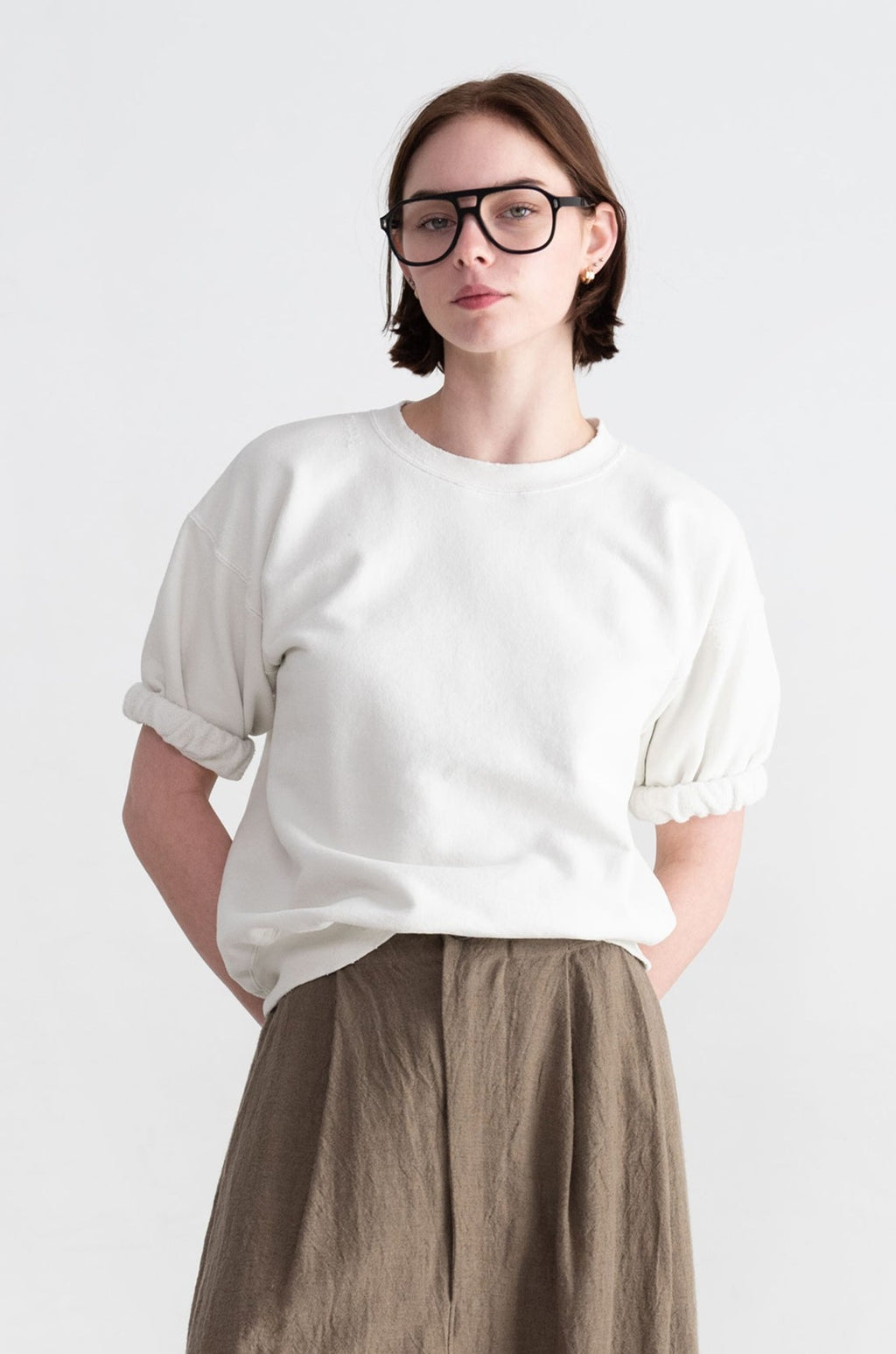 Rachel Comey Stanza Sweatshirt Dirty White Kick Pleat