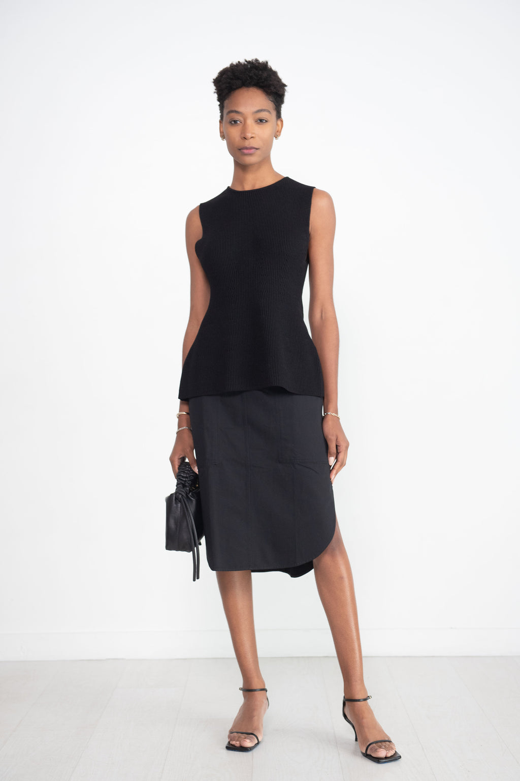 Toteme Curved-hem Cotton Skirt, Black – Kick Pleat