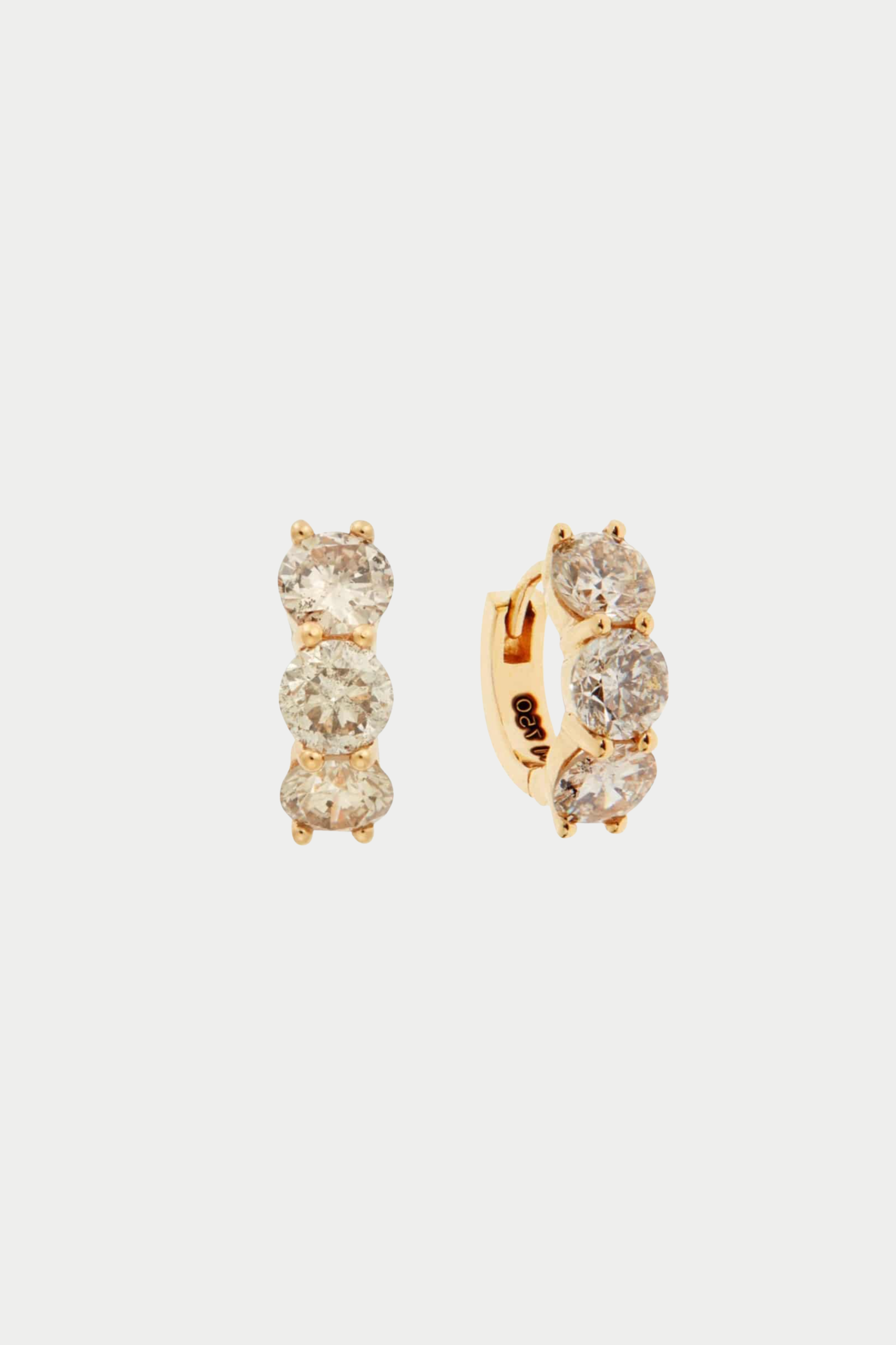 ILEANA MAKRI - Huggie Hoops, Light Brown Diamonds