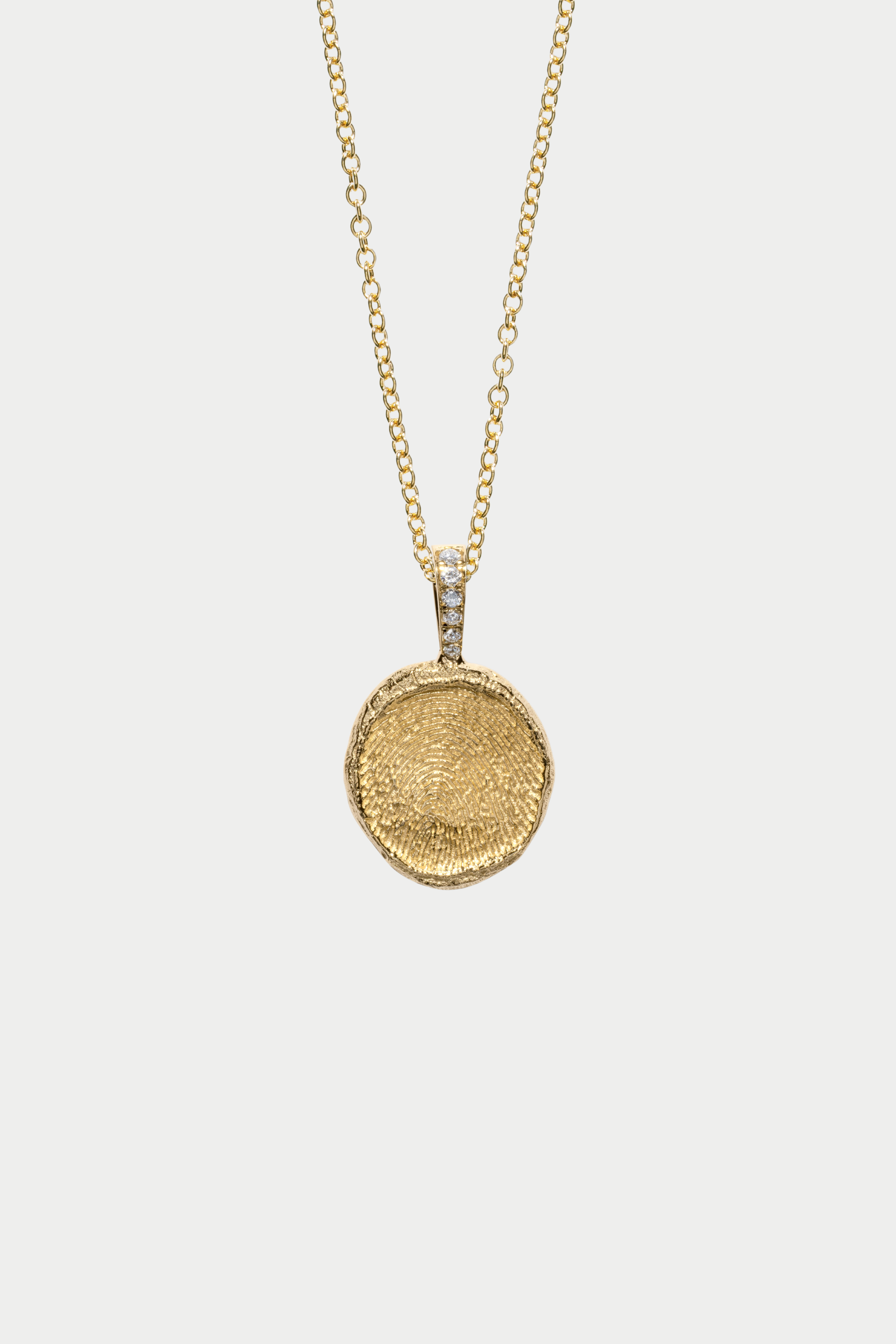 AZLEE - Custom Fingerprint Coin with Diamonds, Yellow Gold