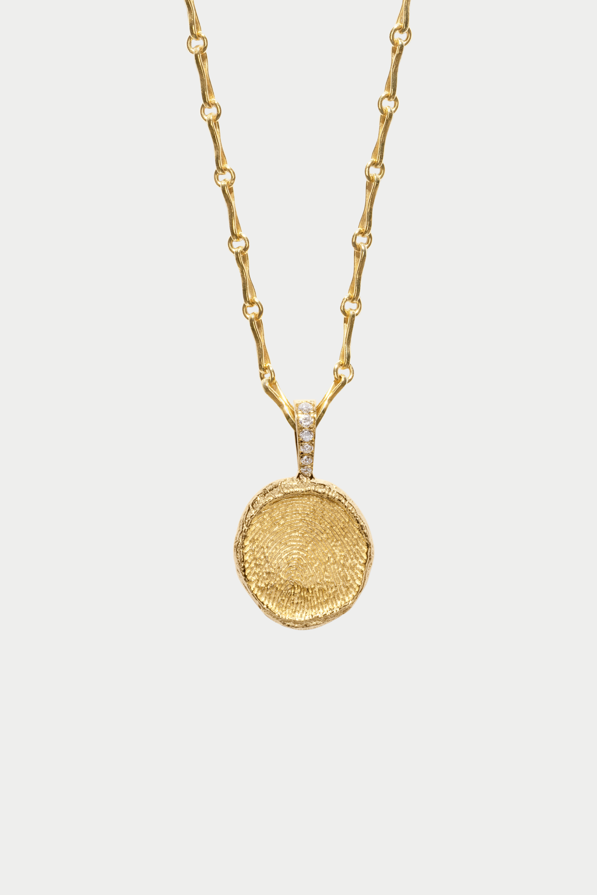 AZLEE - Custom Fingerprint Coin with Diamonds, Yellow Gold