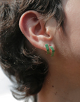 ALIITA - Cuadrado Rayado Earrings, Green