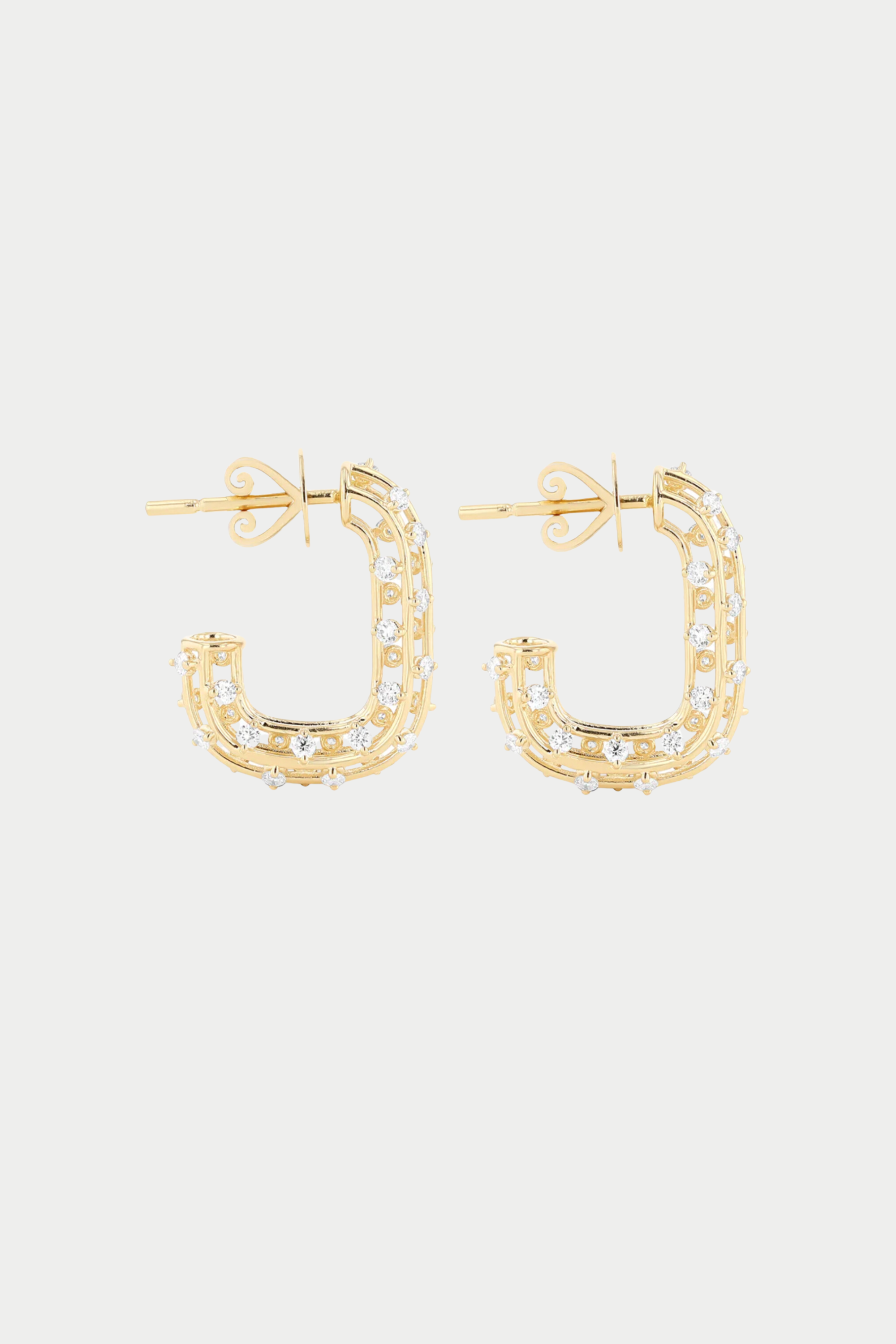 Cage Rectangle Earring, Yellow Gold