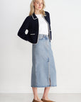 LOULOU STUDIO - Rona Long Denim Skirt, Washed Light Blue