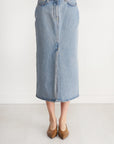 LOULOU STUDIO - Rona Long Denim Skirt, Washed Light Blue