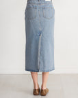 LOULOU STUDIO - Rona Long Denim Skirt, Washed Light Blue