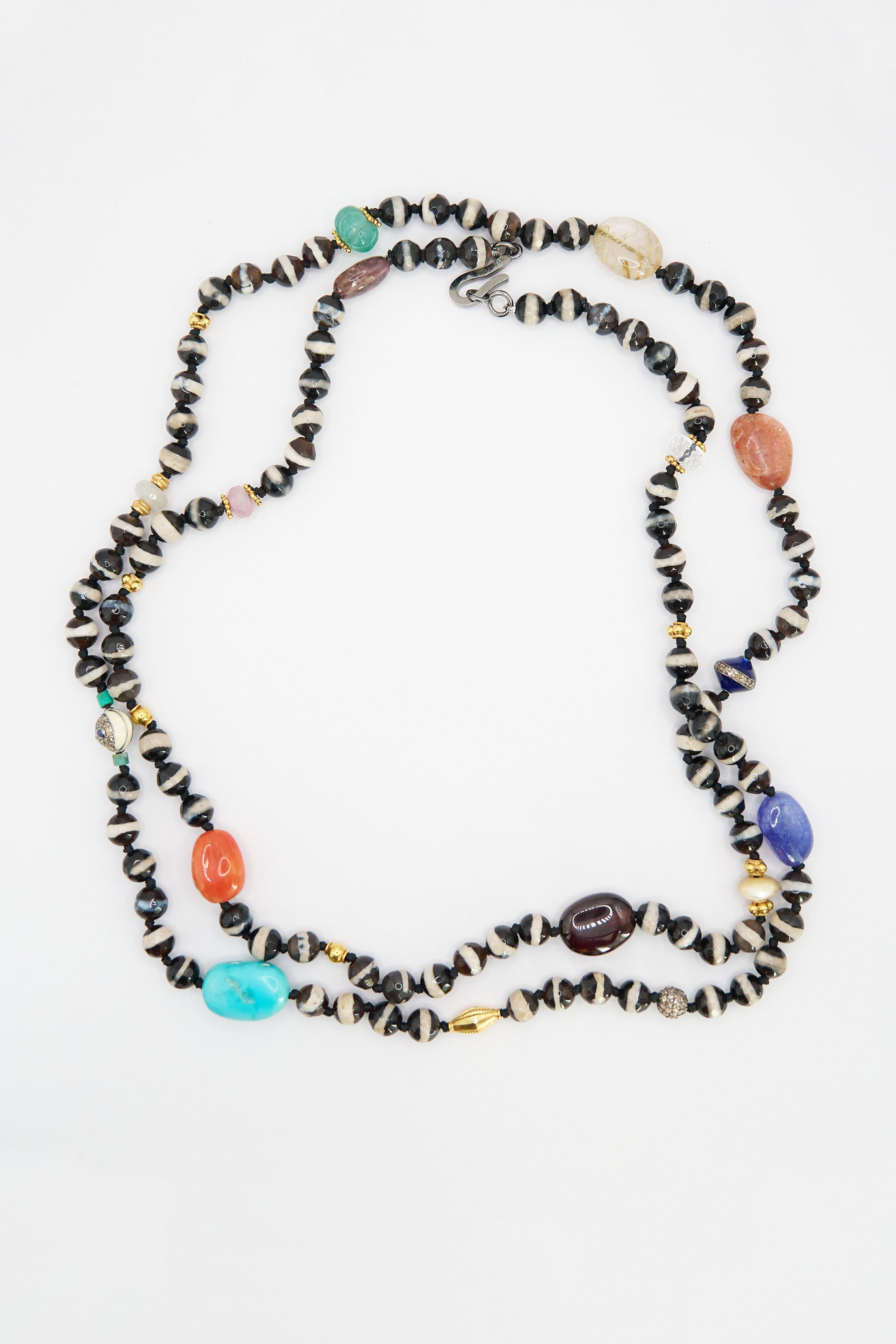 White Pearl and Multi-Color Stone Beaded Necklace | Ileana Makri