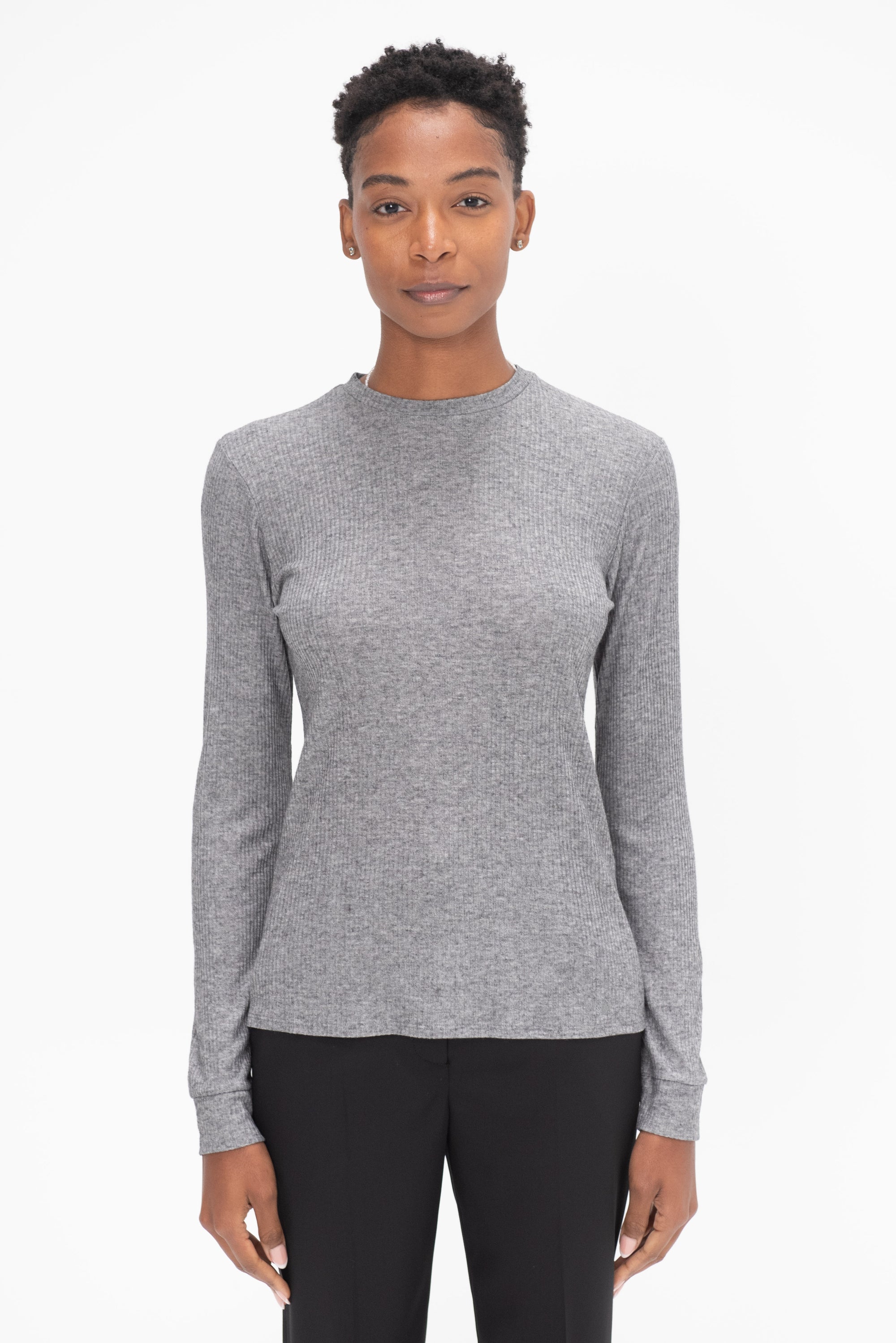 LOULOU STUDIO - Ortigia Long Sleeves T-Shirt, Grey Melange