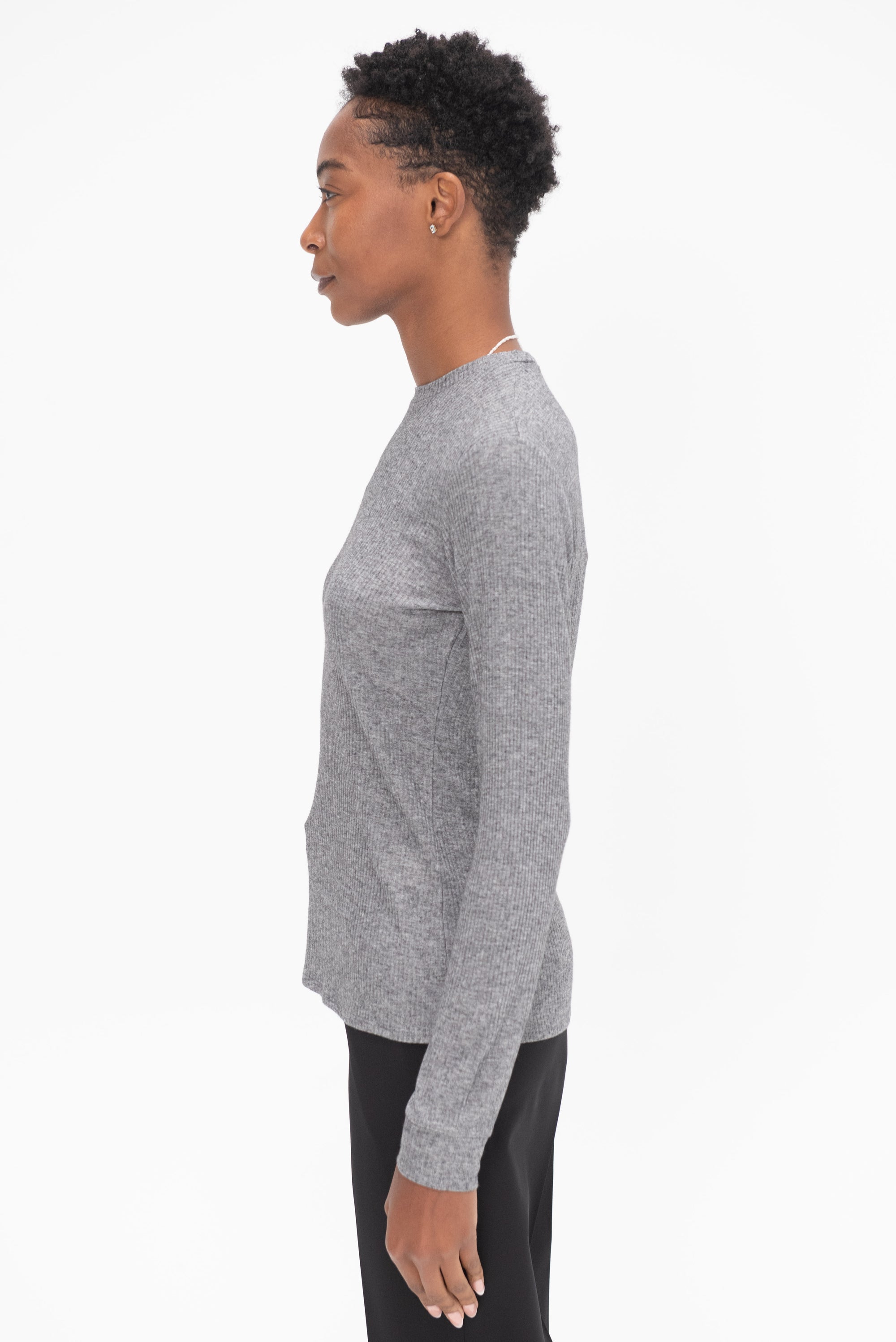 LOULOU STUDIO - Ortigia Long Sleeves T-Shirt, Grey Melange