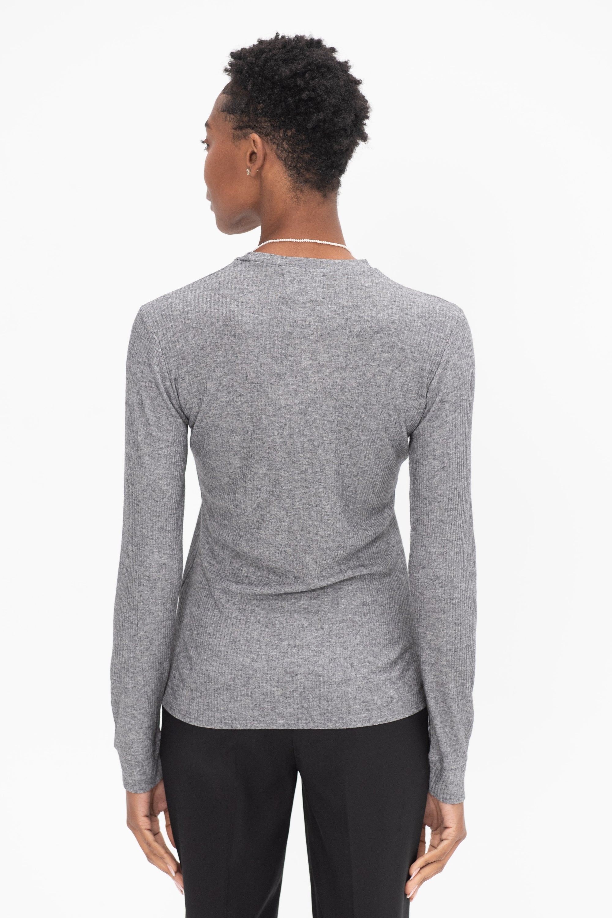 LOULOU STUDIO - Ortigia Long Sleeves T-Shirt, Grey Melange