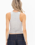 TIBI - Circular Fine Rib Tank, Heather Grey