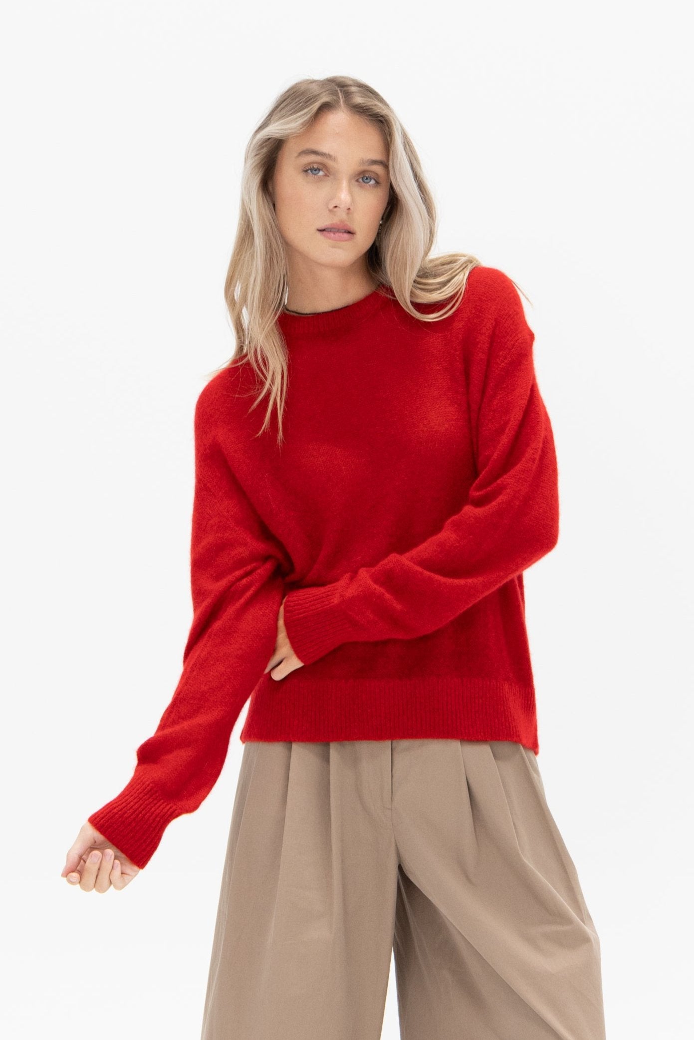 APIECE APART - Softest Tissue Weight Sweater, Red