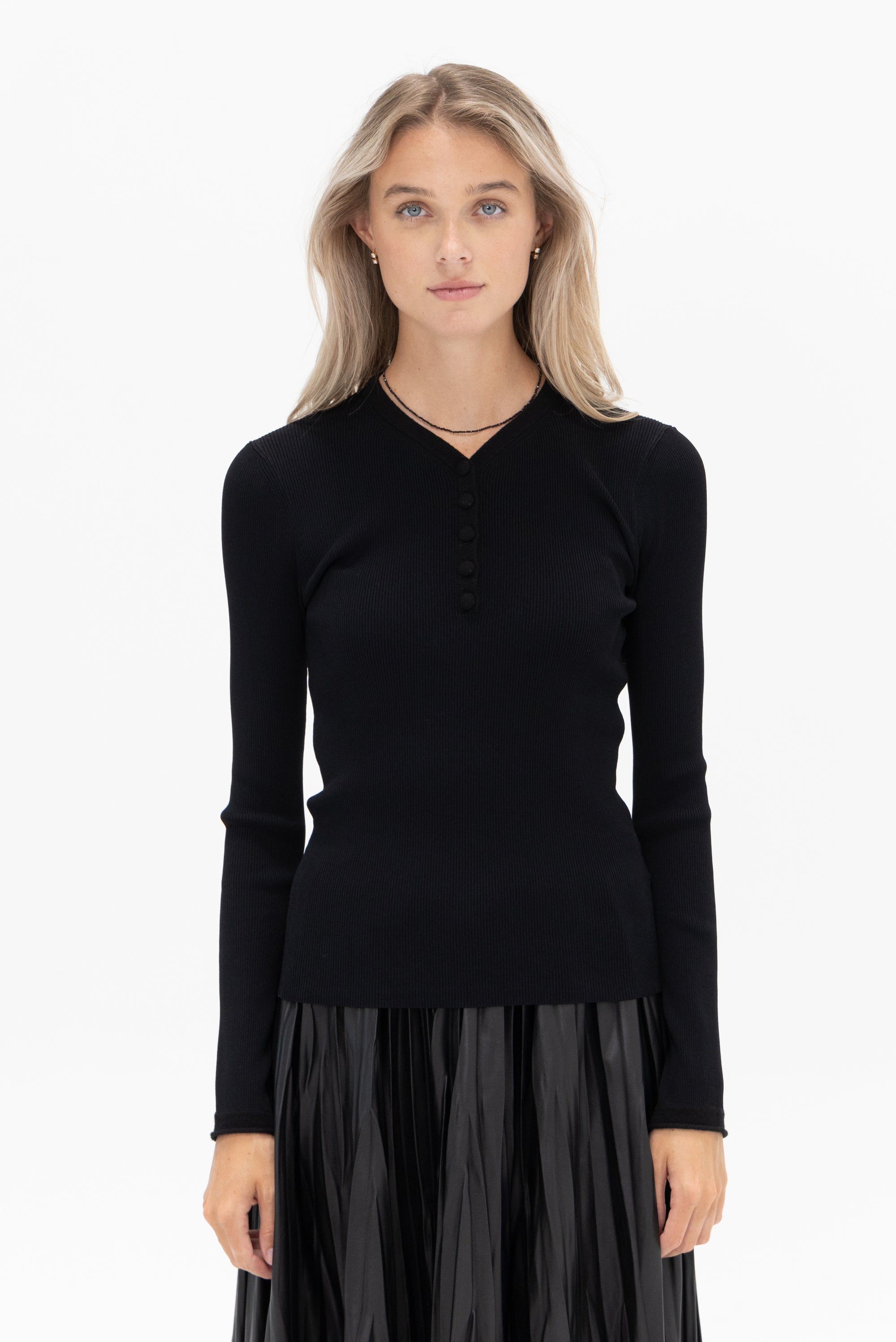 PROENZA SCHOULER WHITE LABEL - Isla Knit Henley, Black