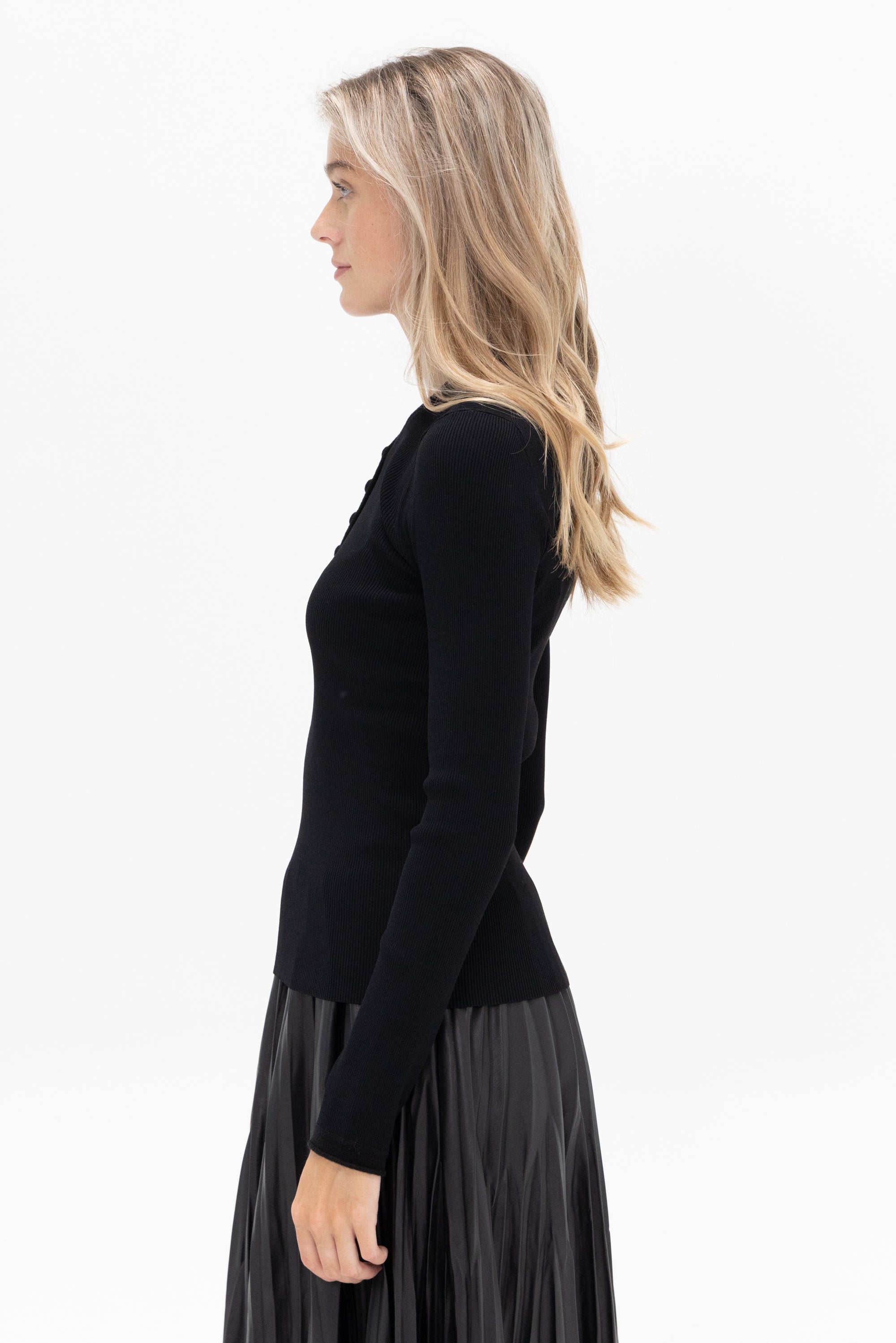 PROENZA SCHOULER WHITE LABEL - Isla Knit Henley, Black