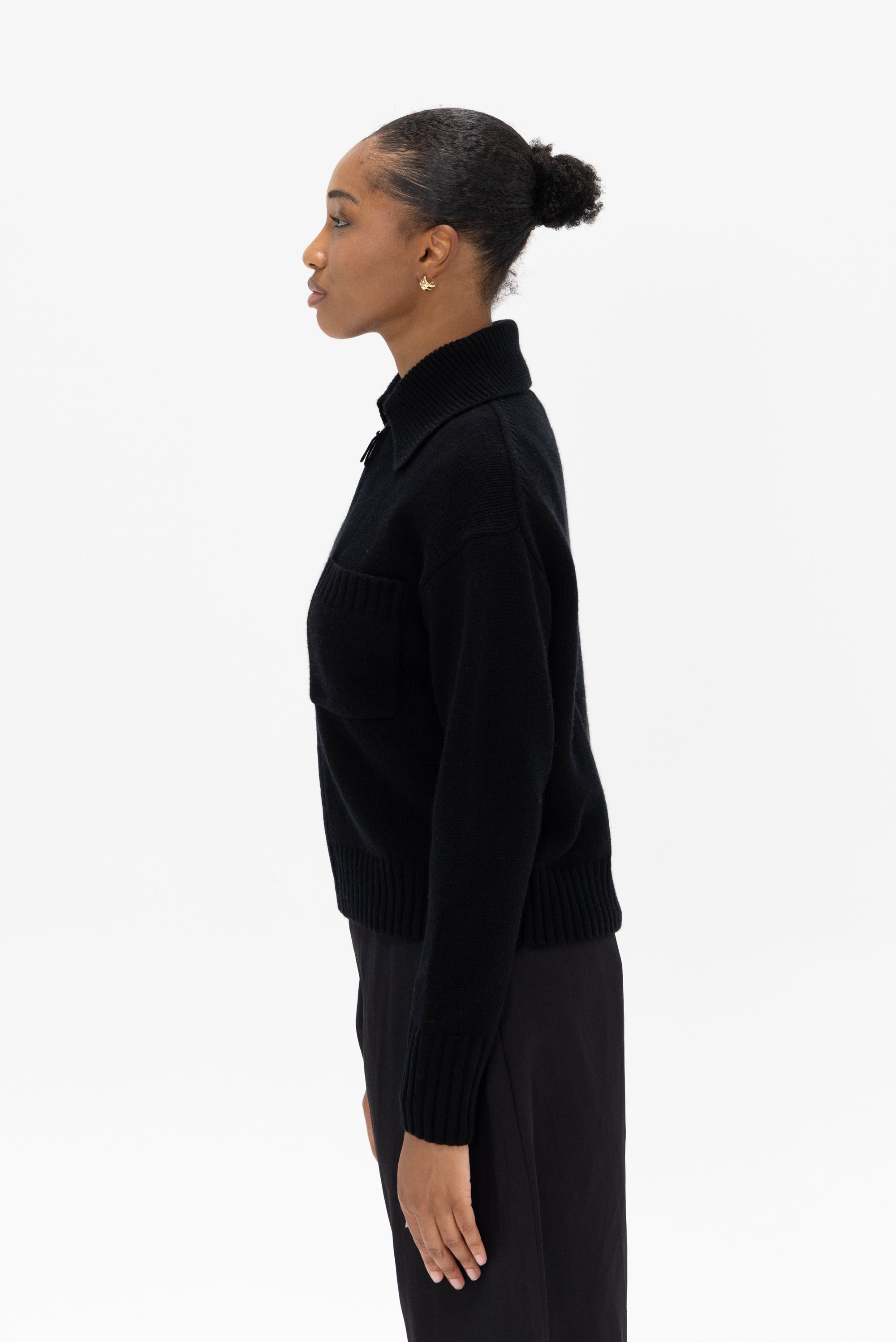 ALLUDE - Zip Cardigan, Noir