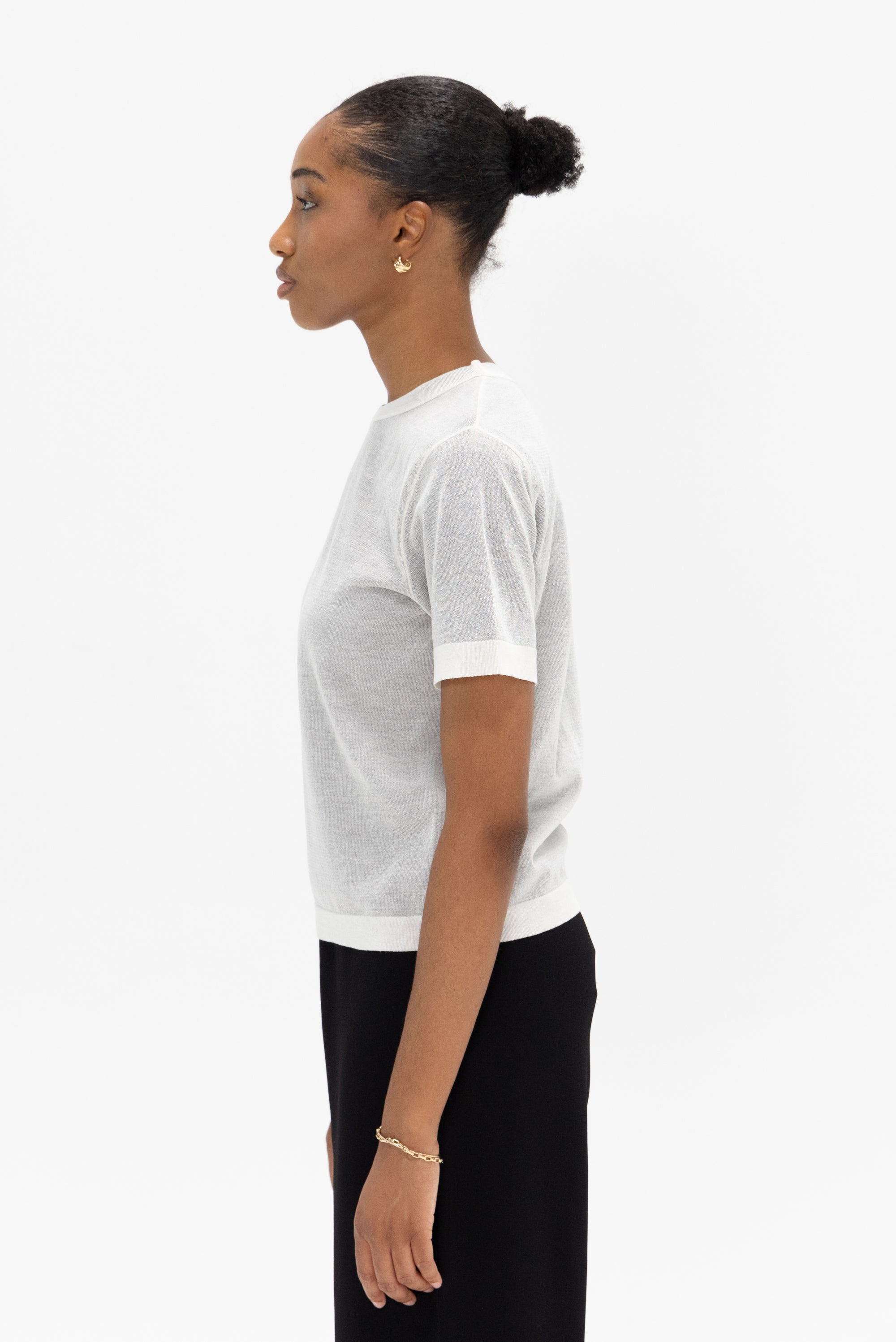 PROENZA SCHOULER WHITE LABEL - Powell Sheer Knit Top, Off-White and Black