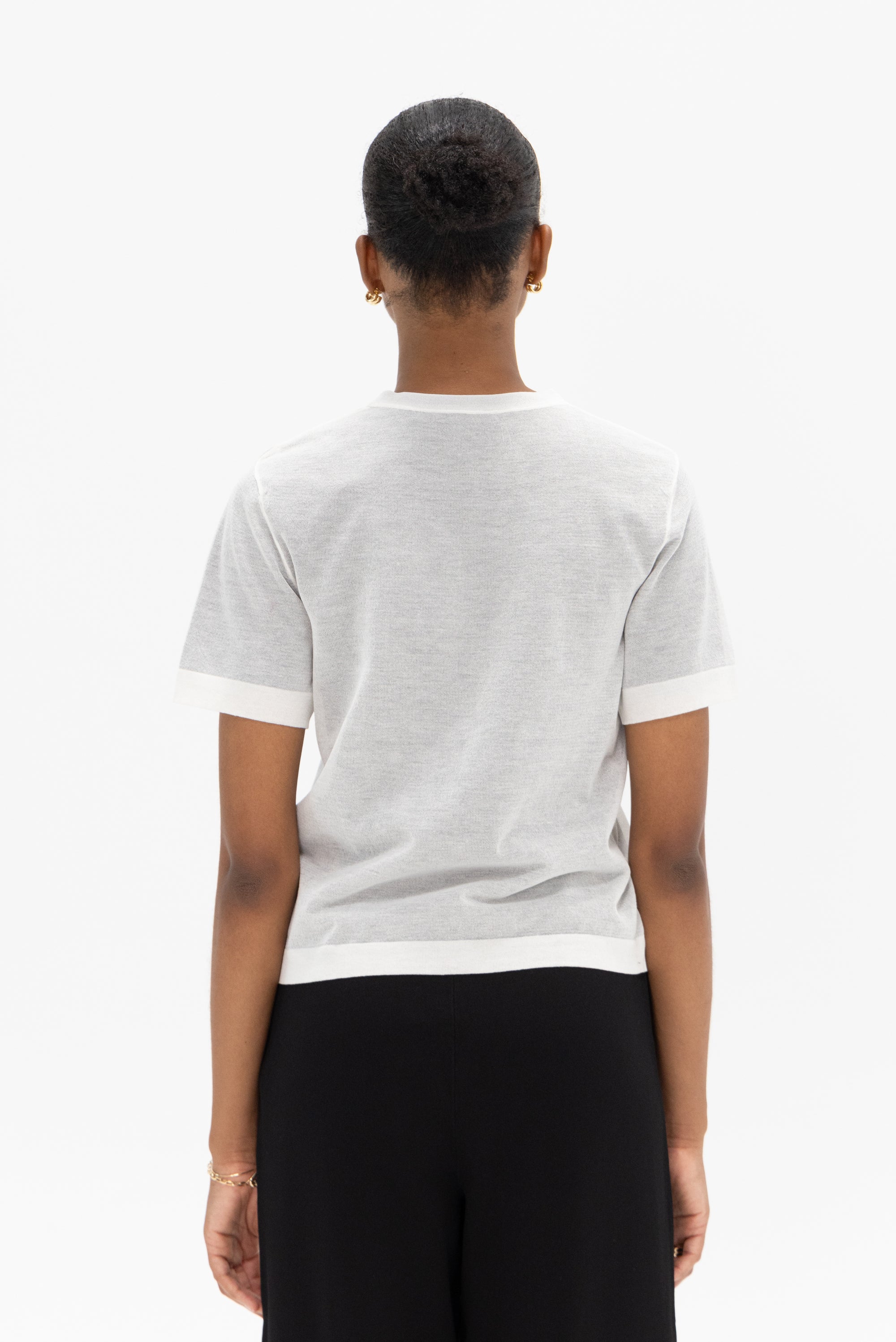 PROENZA SCHOULER WHITE LABEL - Powell Sheer Knit Top, Off-White and Black