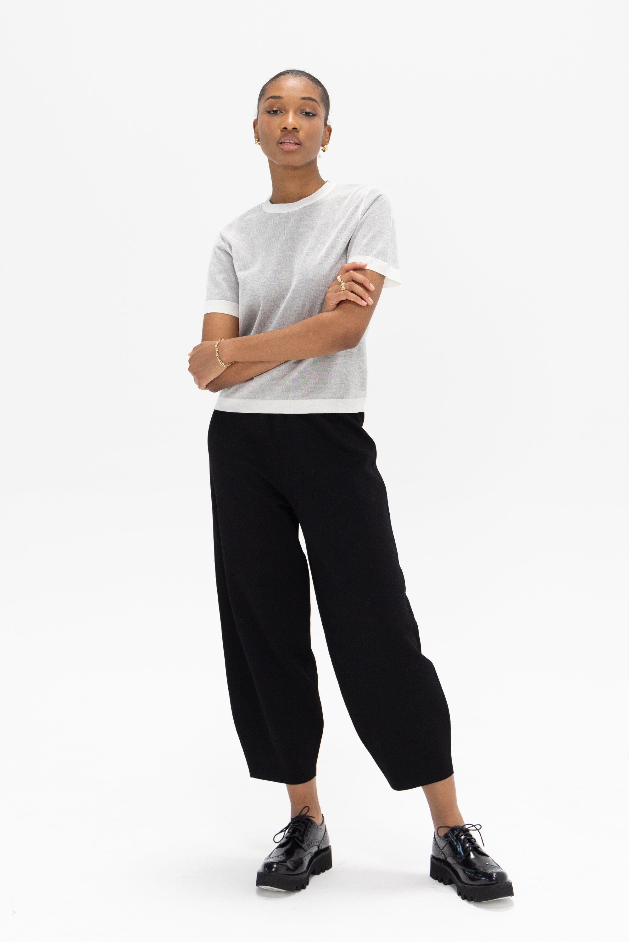 PROENZA SCHOULER WHITE LABEL - Powell Sheer Knit Top, Off-White and Black