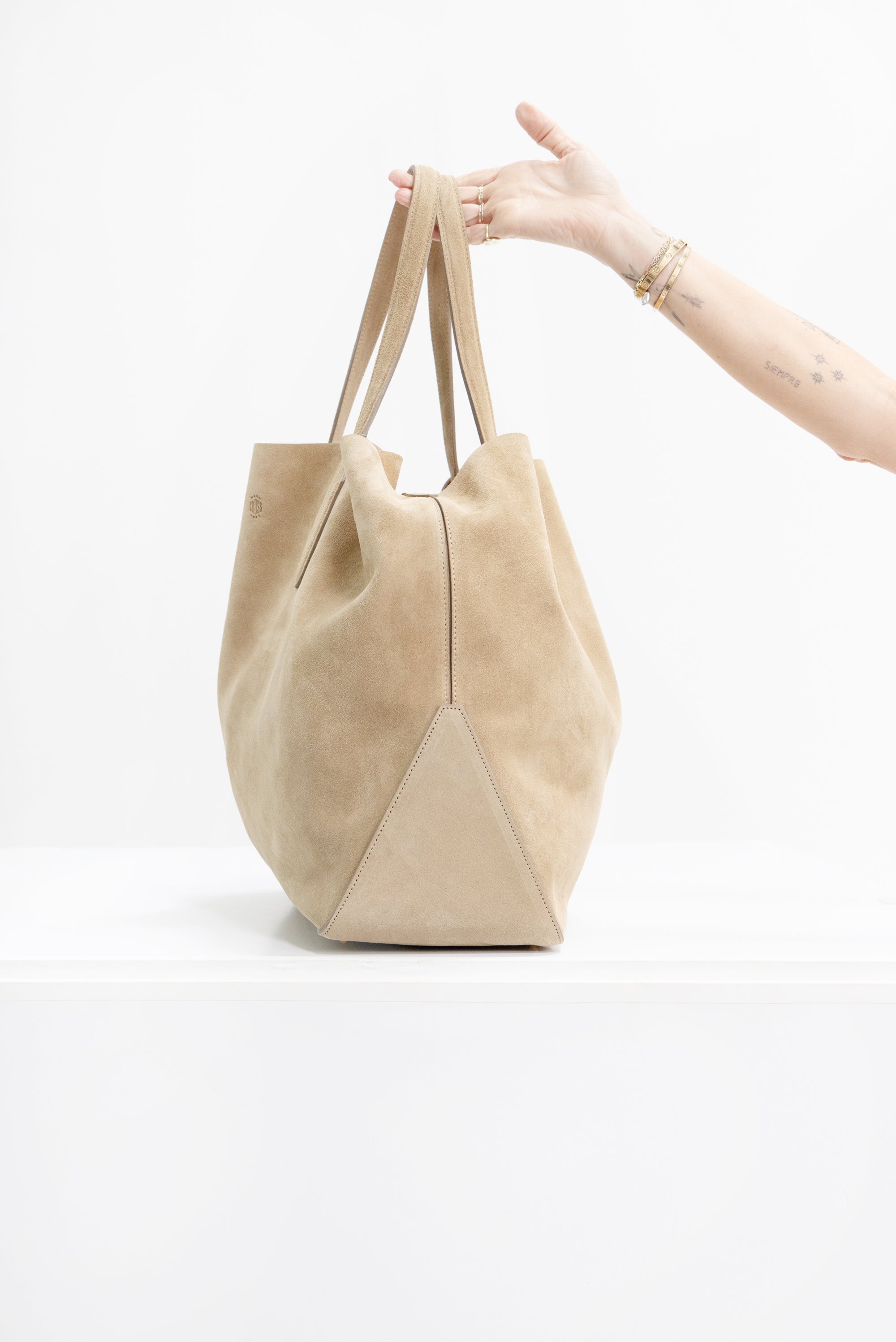 Suede Eleanor Tote, Mushroom