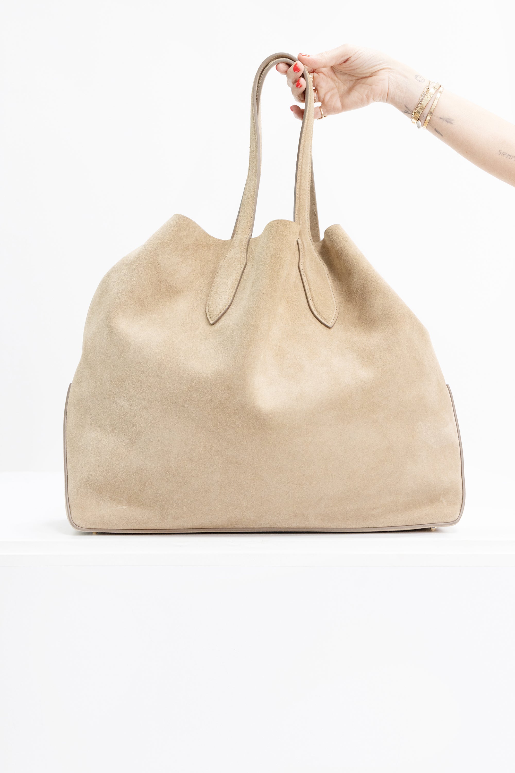 Suede Eleanor Tote, Mushroom