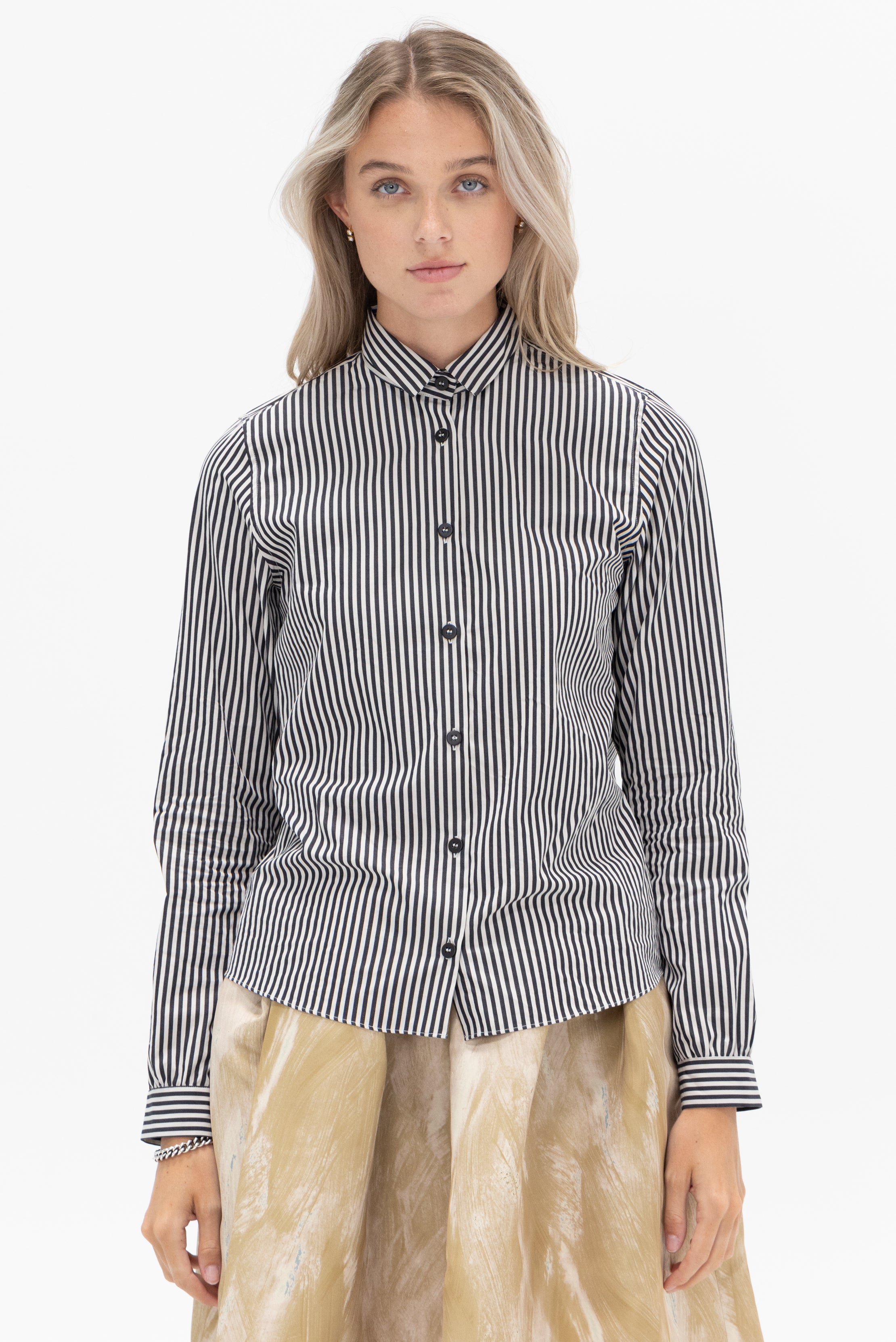 Tyrol Shirt, Black & White Stripe