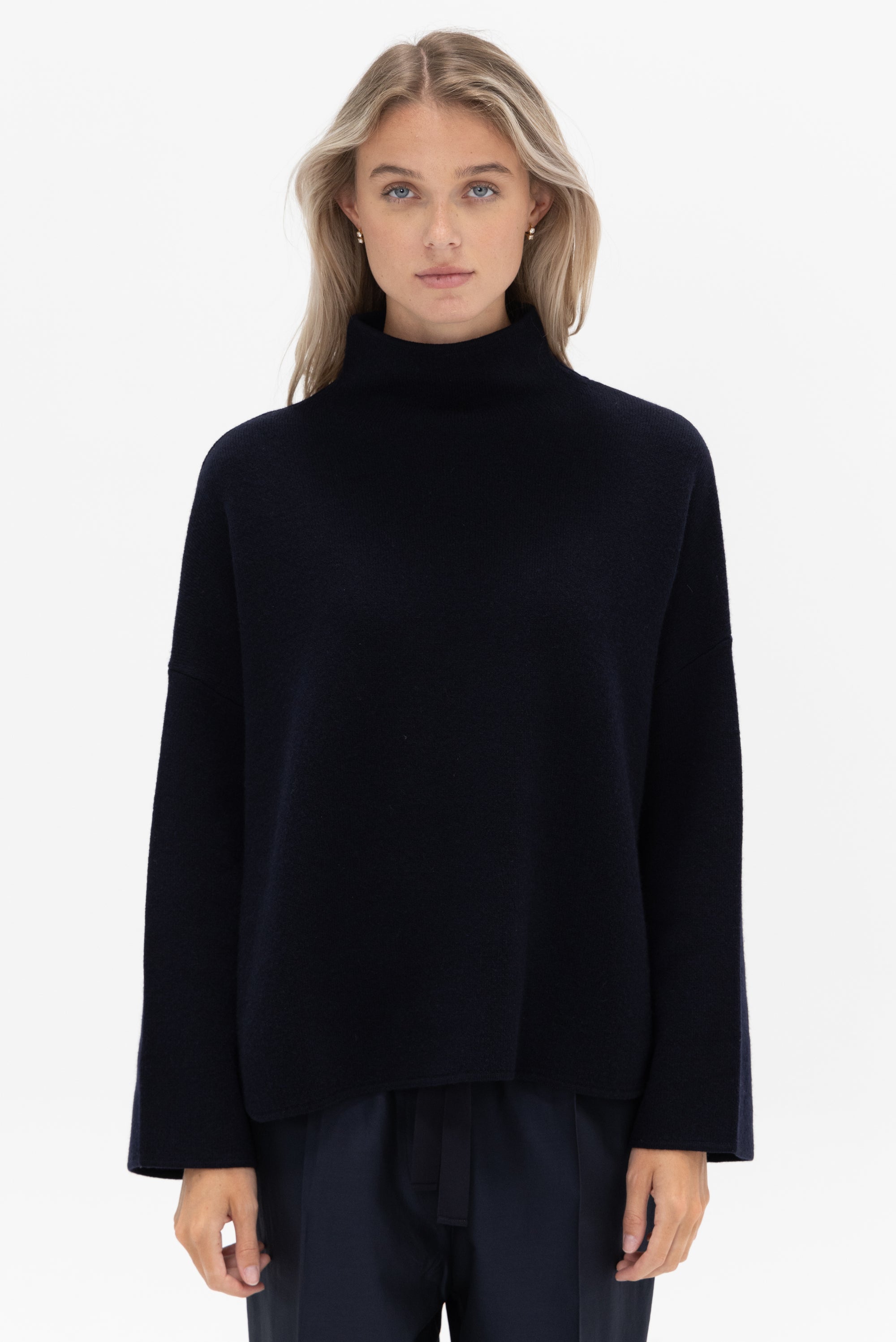 ALLUDE - Mock Neck Sweater, Deep Night