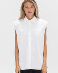 TIBI - Eco Poplin Sleeveless Shirt, White