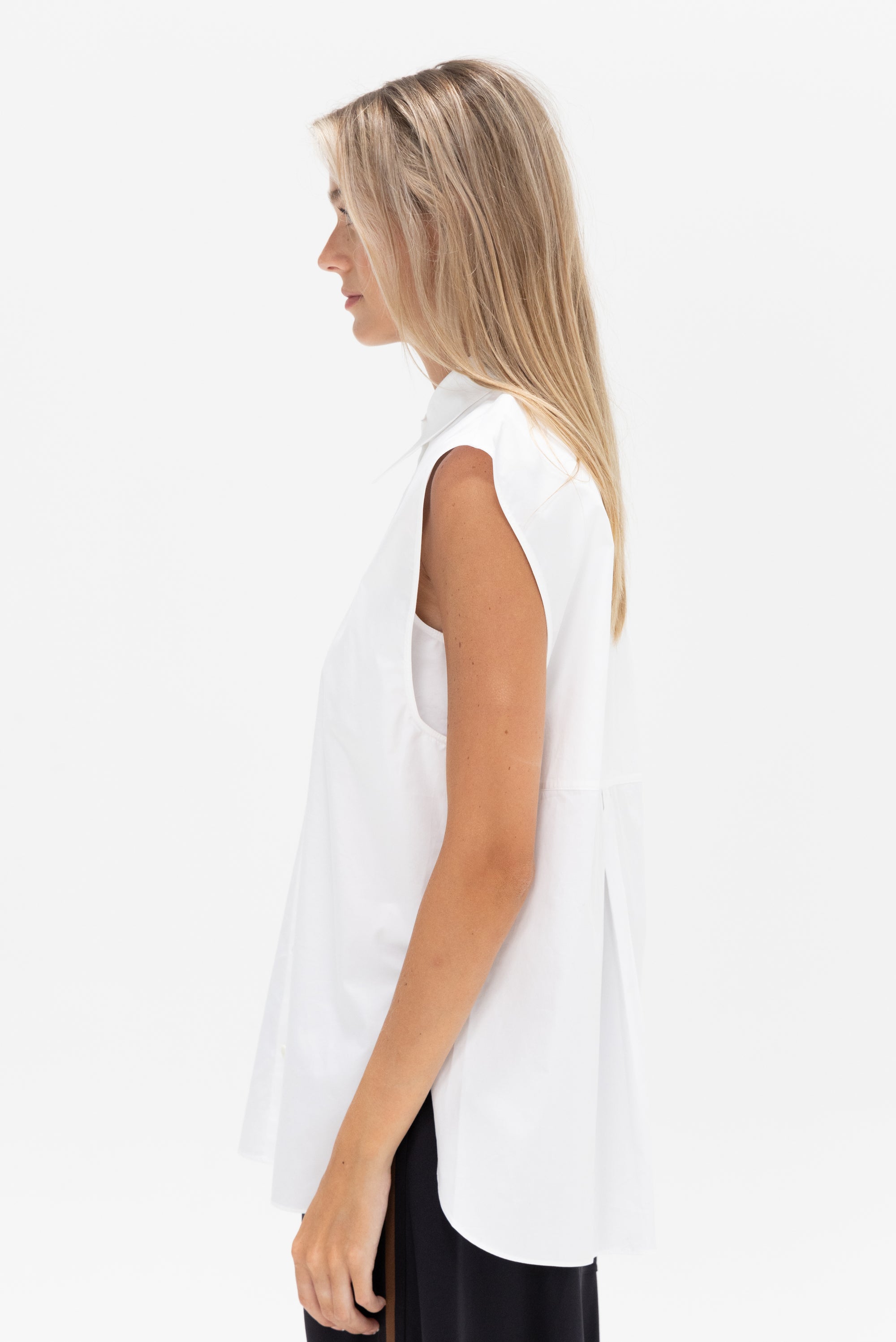 TIBI - Eco Poplin Sleeveless Shirt, White
