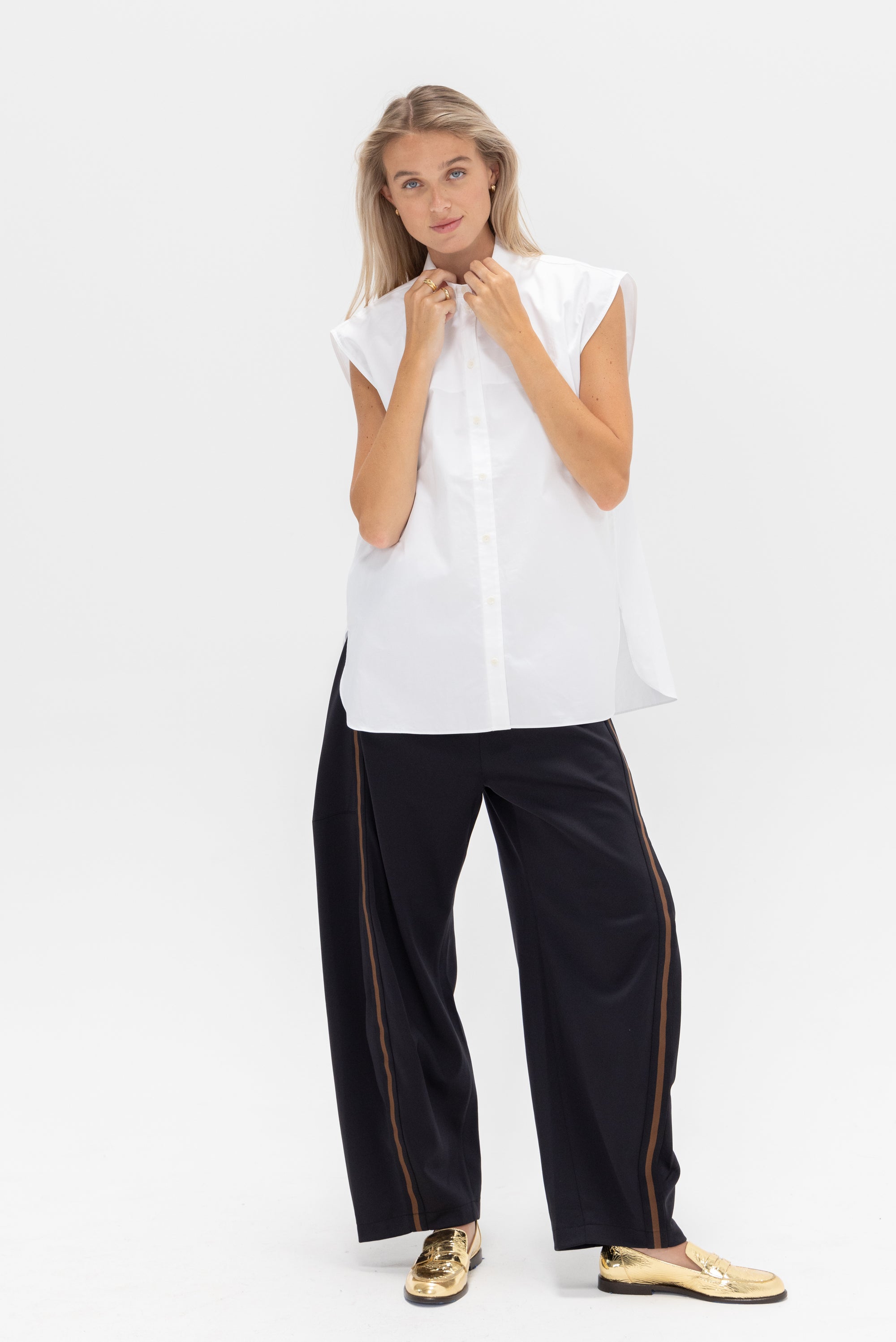 TIBI - Eco Poplin Sleeveless Shirt, White