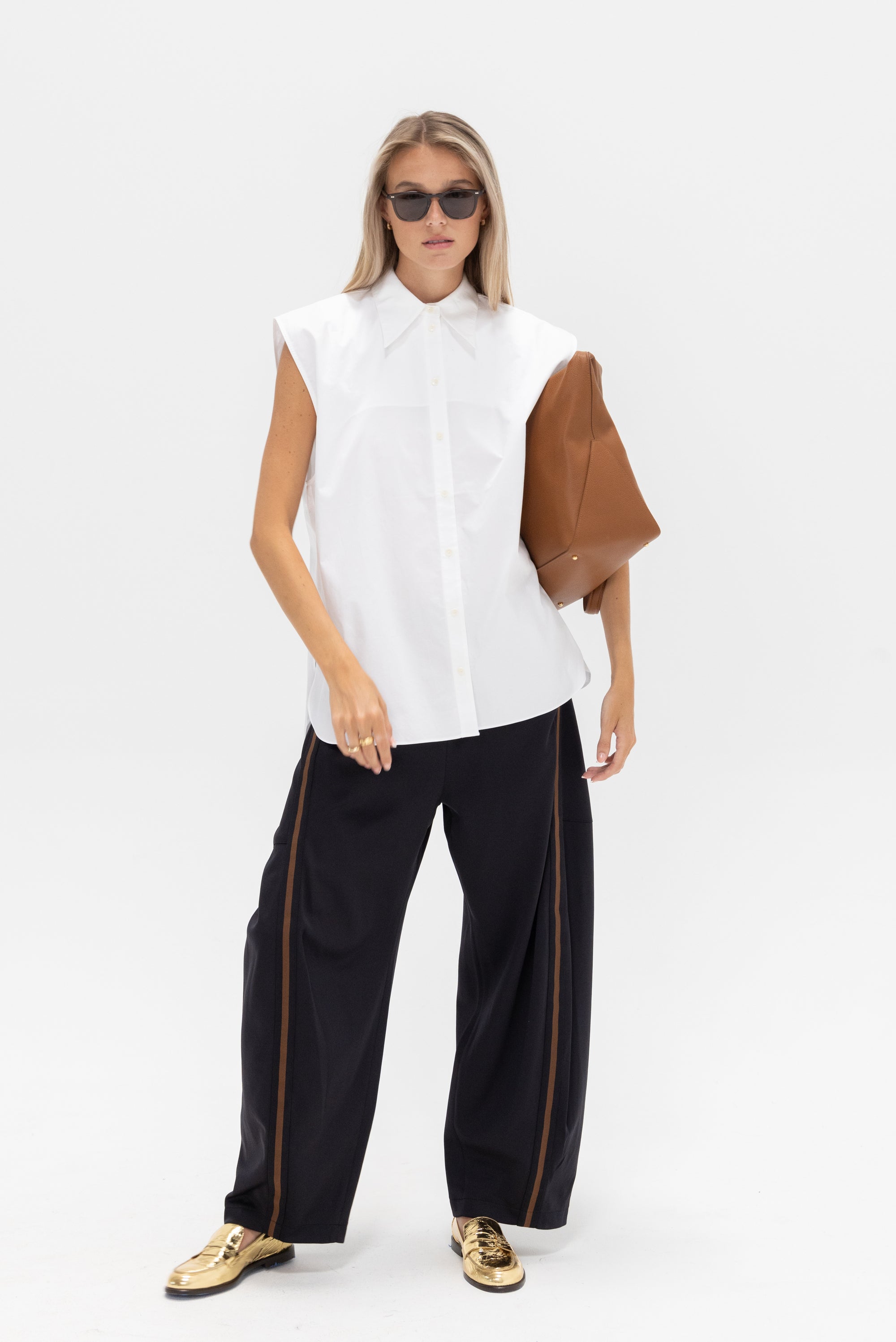 TIBI - Eco Poplin Sleeveless Shirt, White