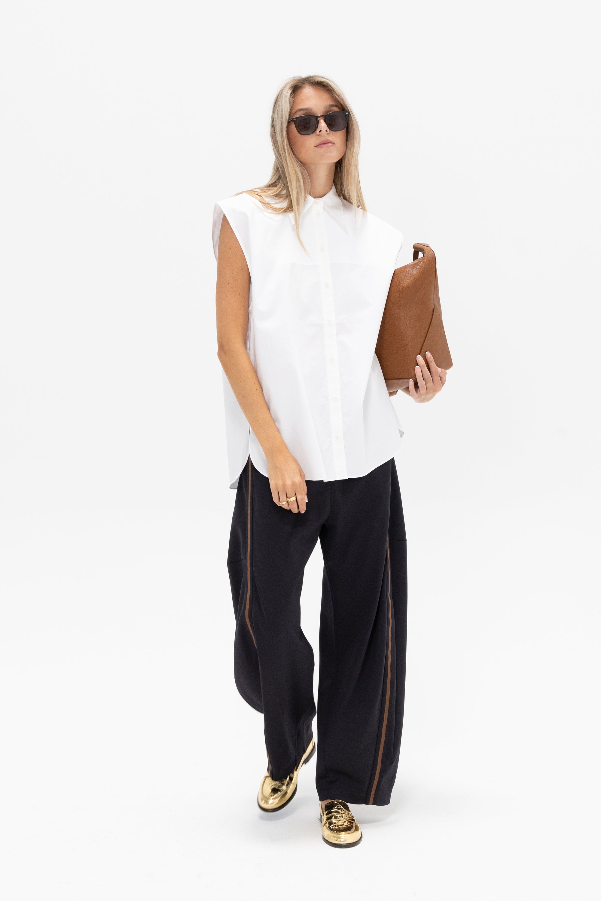 TIBI - Eco Poplin Sleeveless Shirt, White