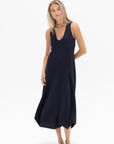 TIBI - Bouncle Knit Tank Tucked Dress, Midnight