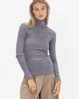 TIBI - Zip-Up Turtleneck Sweater, Grey