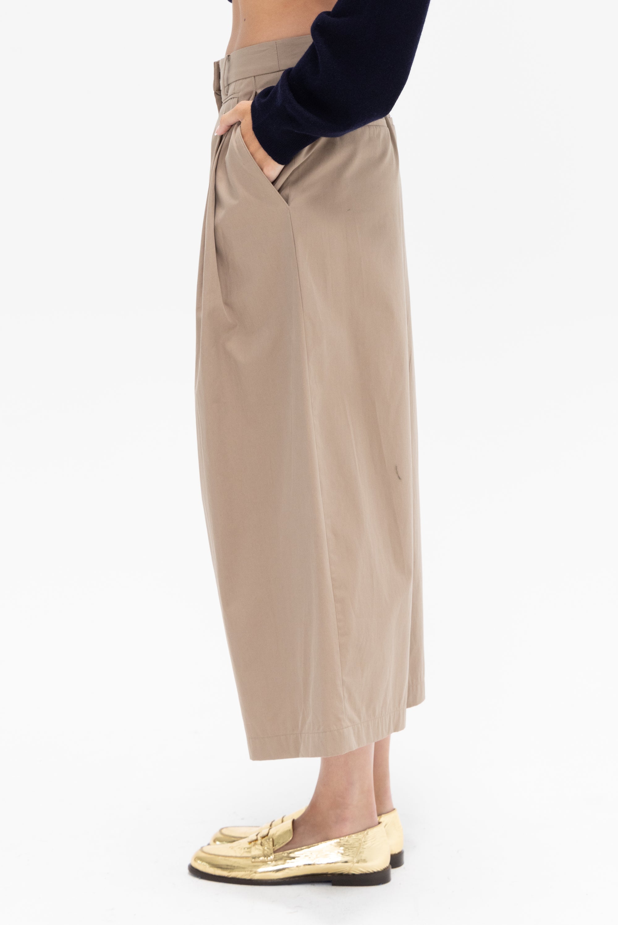 TIBI - Big Twill Triple Pleat Cropped Pant, Vintage Khaki