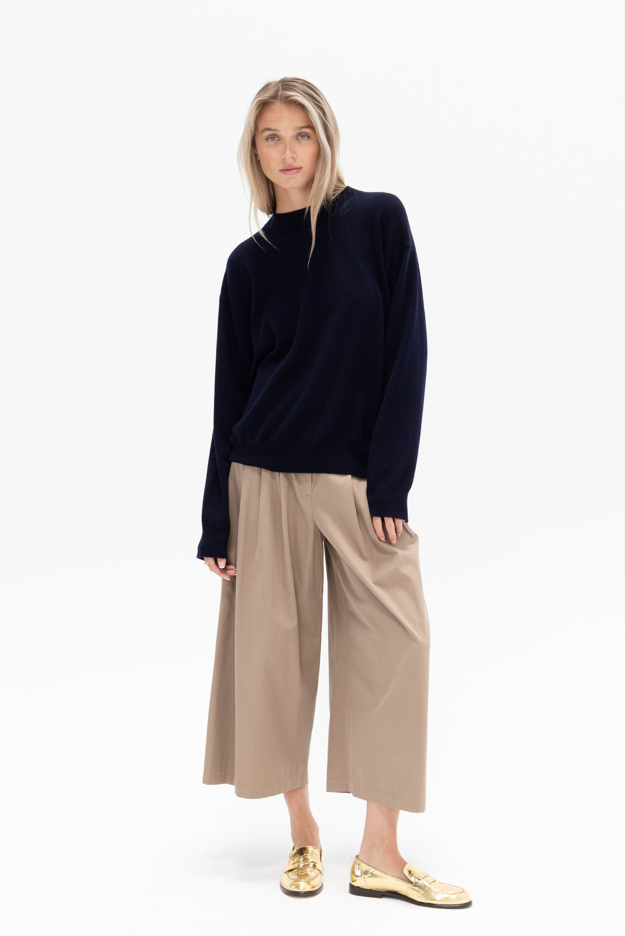 TIBI - Big Twill Triple Pleat Cropped Pant, Vintage Khaki