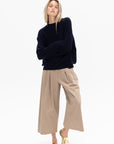 TIBI - Big Twill Triple Pleat Cropped Pant, Vintage Khaki