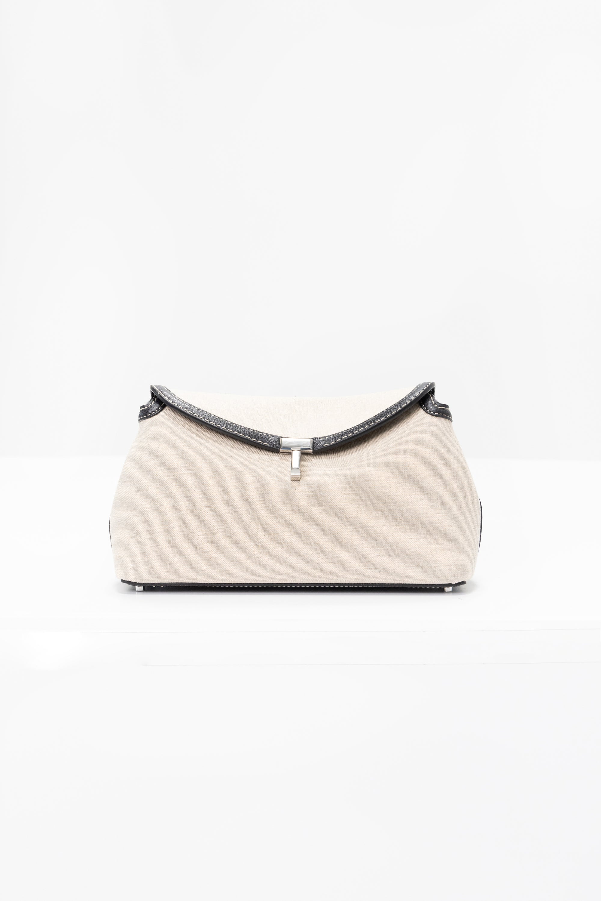 TOTEME - T-Lock Clutch, Ecru &amp; Black