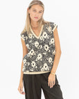 PLAN C - V-Neck Knit, Black and White