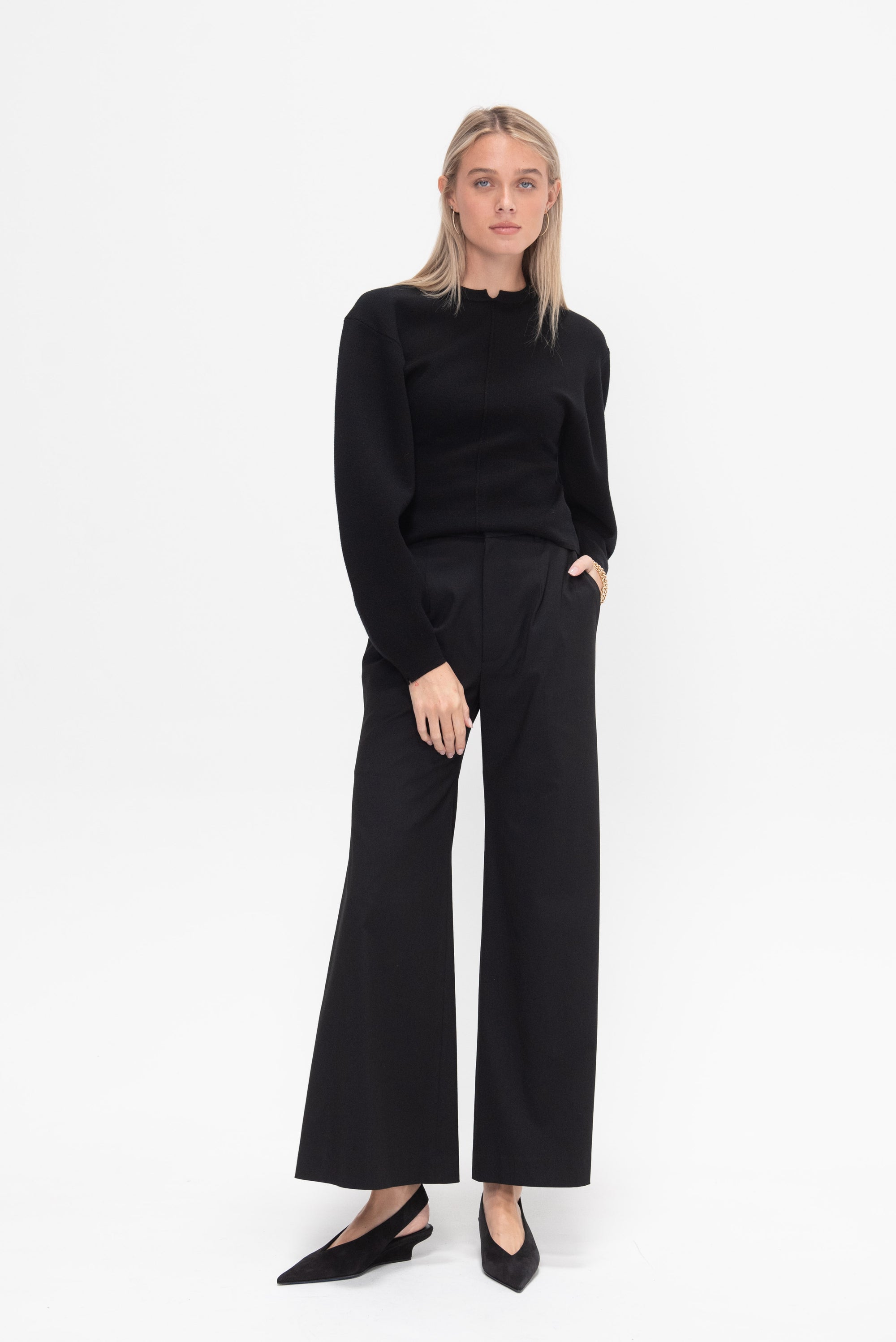 Aada Flare Pants, Black