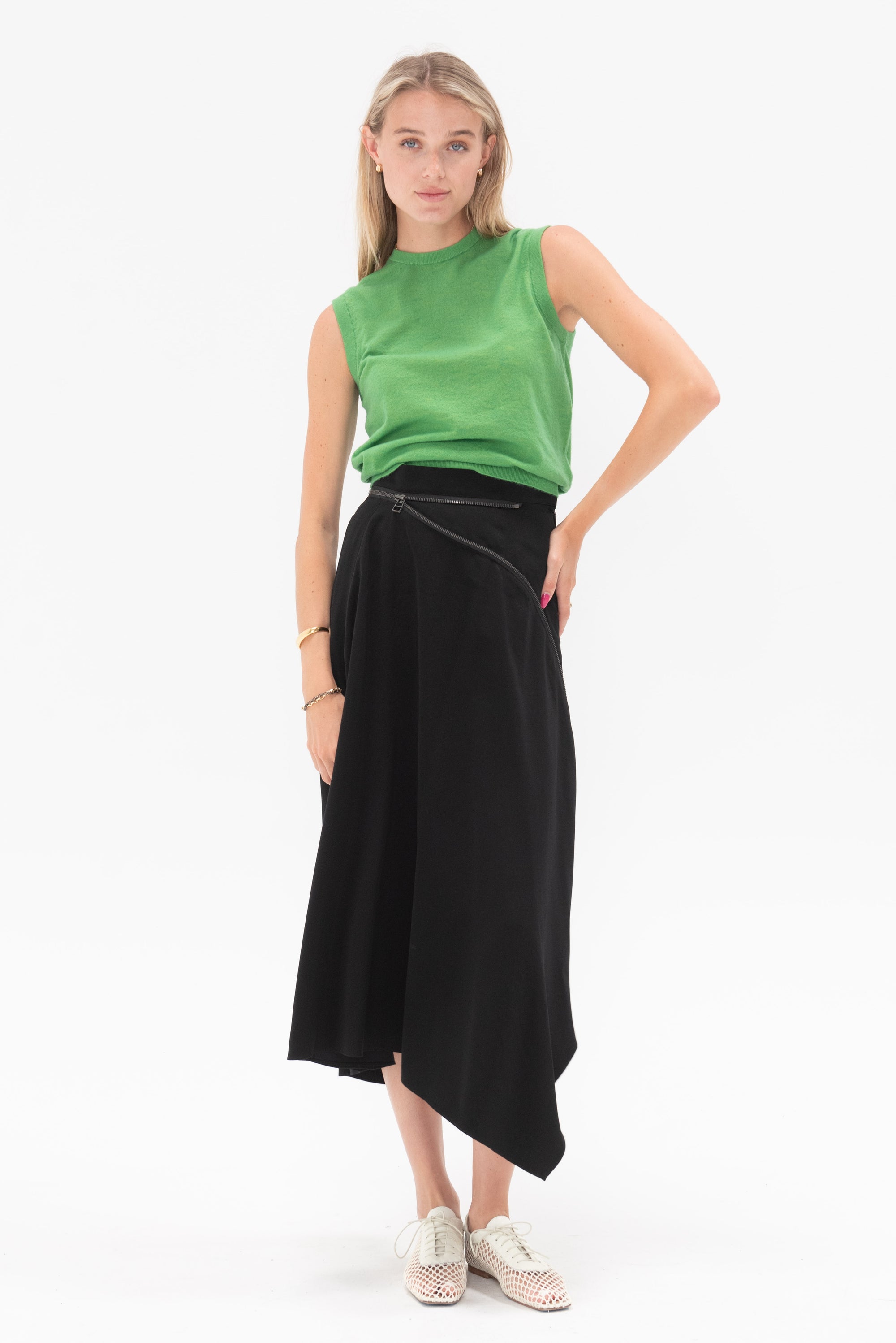 AKIRANAKA - Valma Asymmetry Zip Skirt, Black