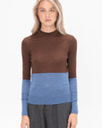 AKIRANAKA - Berta Colorblock Knit Sweater, Brown & Blue