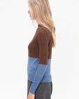 AKIRANAKA - Berta Colorblock Knit Sweater, Brown & Blue