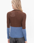 AKIRANAKA - Berta Colorblock Knit Sweater, Brown & Blue