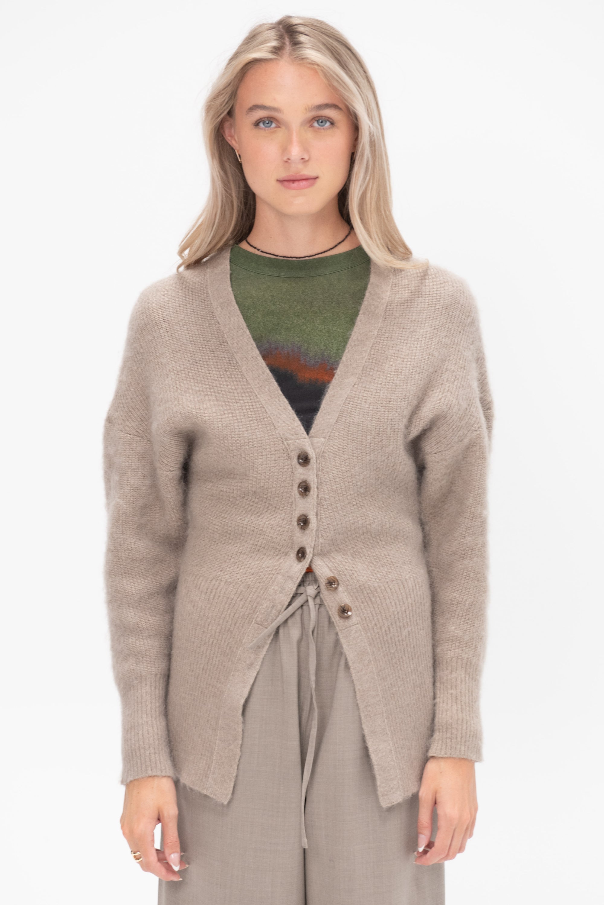 AKIRANAKA - Greer Mohair Knit Cardigan, Beige