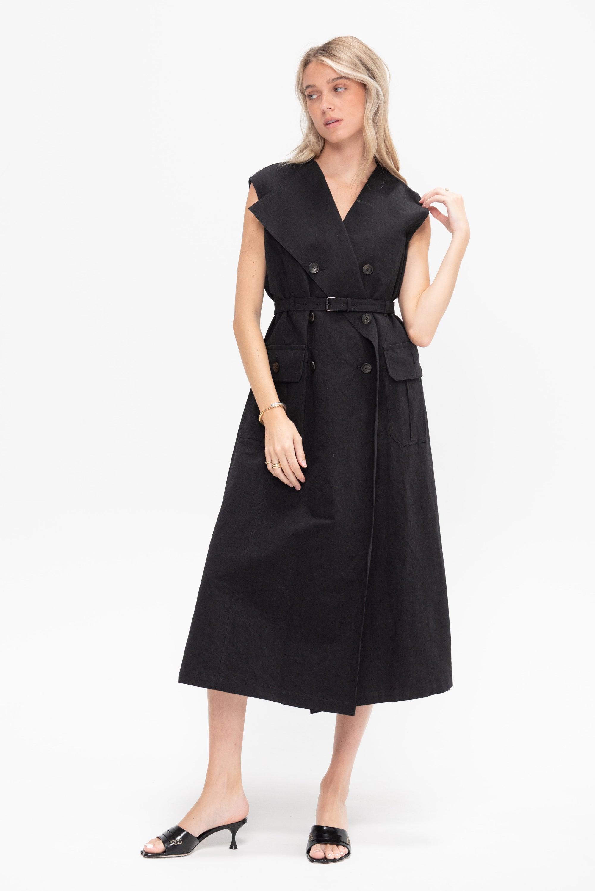 Natalie Trench Dress, Black