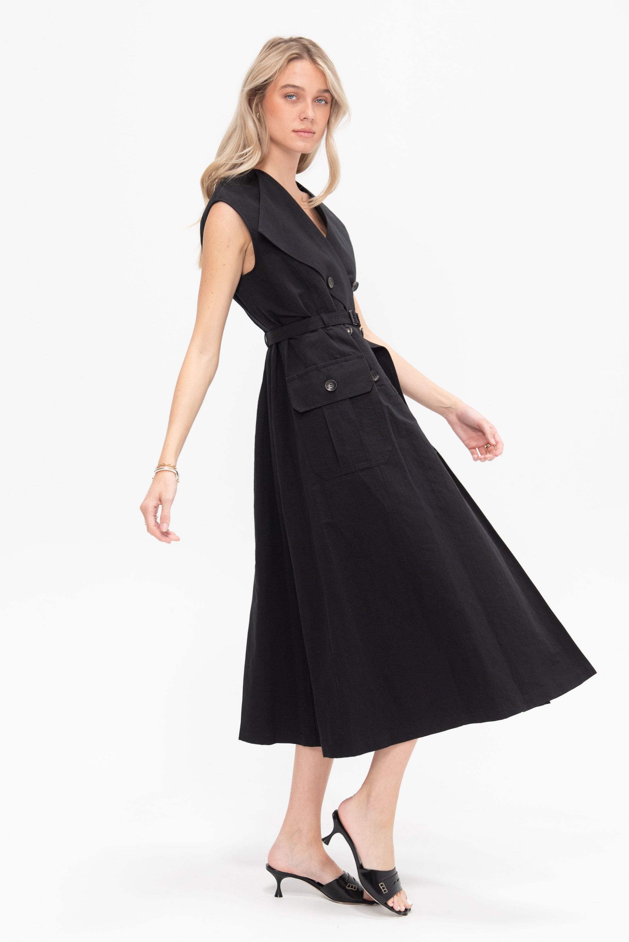 Natalie Trench Dress, Black