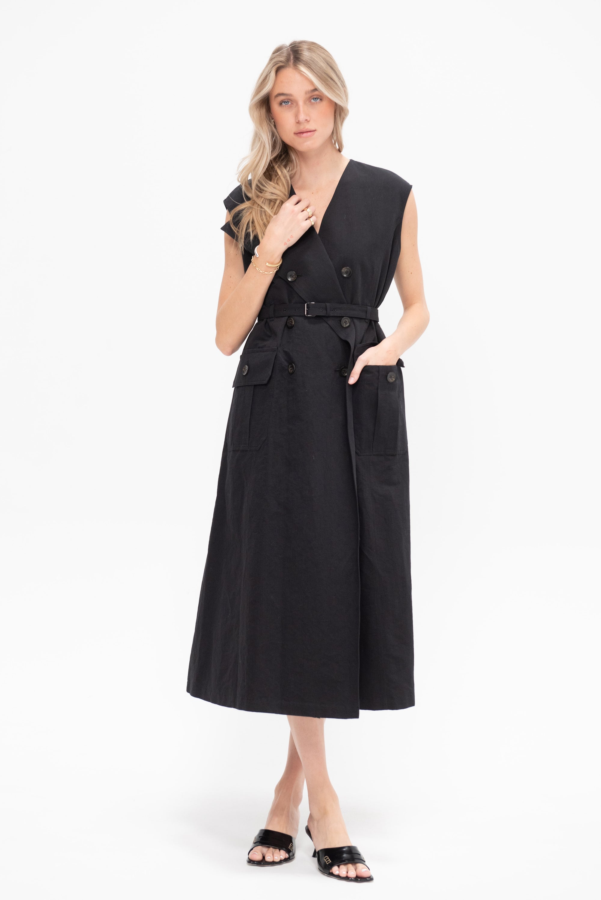 Natalie Trench Dress, Black