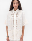 ALÉMAIS - Pegasus Embroidered Shirt, Ivory