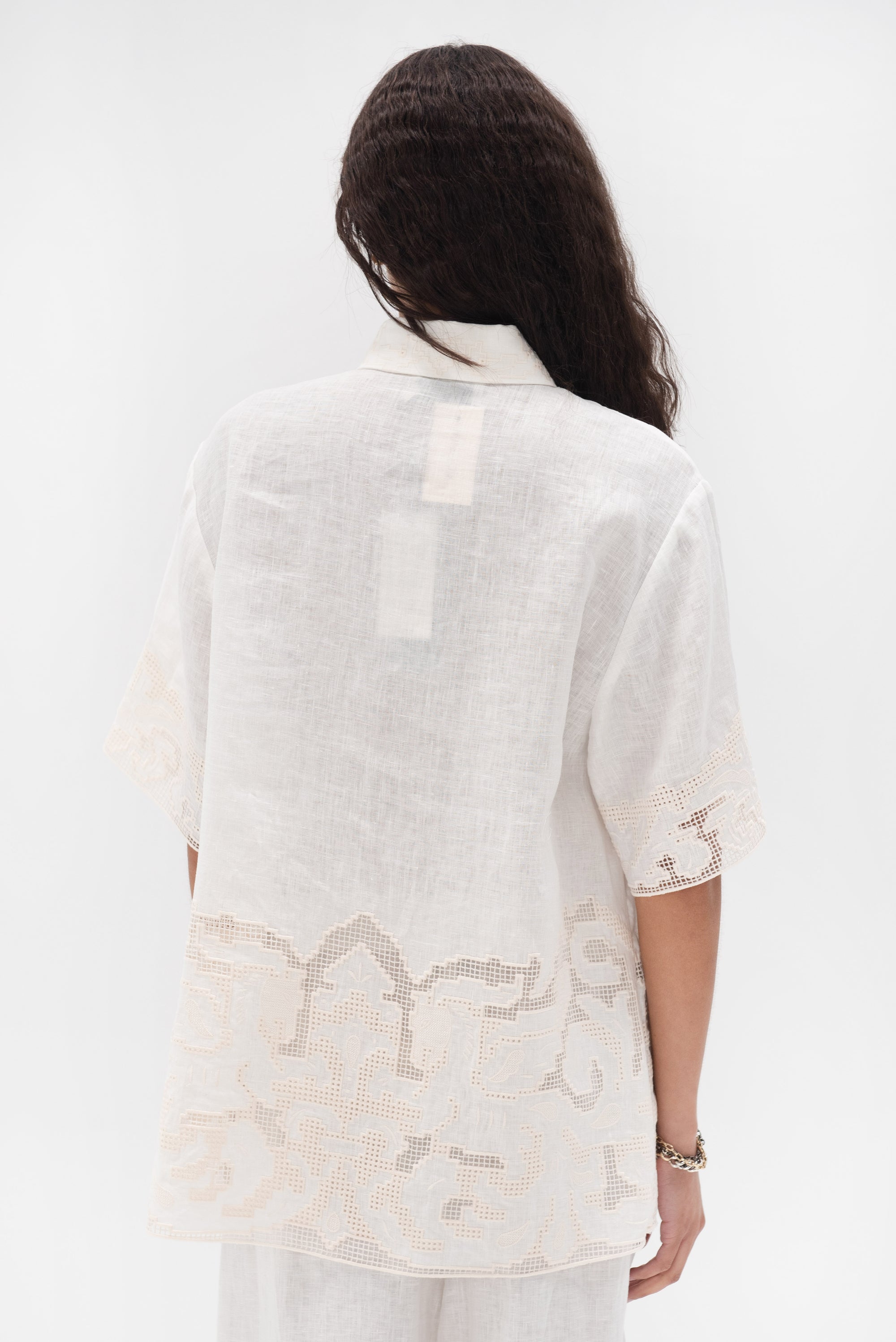 ALÉMAIS - Pegasus Embroidered Shirt, Ivory